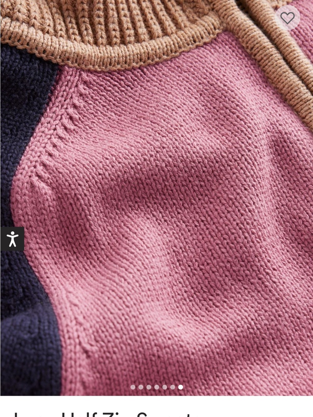 Boden sweater NWT M half zip sweater. Pink/navy/tan, cotton, Current! - Picture 12 of 12